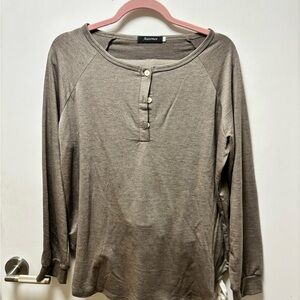 Alfani Taupe Long Sleeve Top Jogger Set